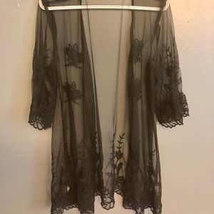 Open front lace kimono